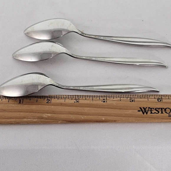 3 Oneida Textura Teaspoons Oneidacraft Deluxe textured spoon MCM Mod stainless - Picture 7 of 7